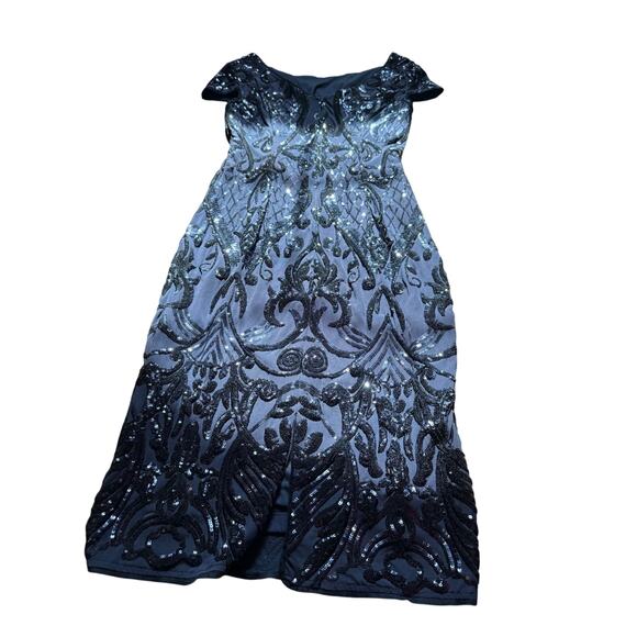 Adrianna Papell Navy Sequined Cocktail Dress - Size 4 - Picture 10 of 15